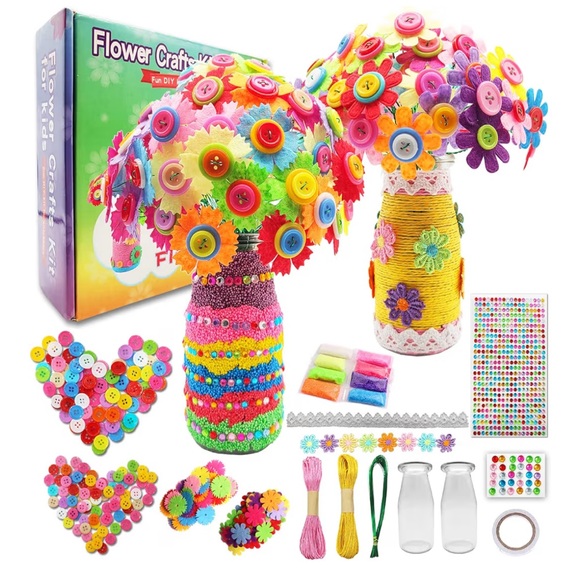 7july Other - 🌸 NEW IN BOX Flower Crafts Kit for Kids - Colorful DIY Set girls crafts